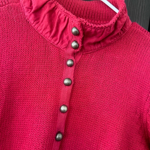 Women’s Raspberry-Red Button Front Knit Cardigan - Picture 4 of 7